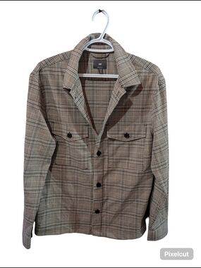 H&M Men's Plaid Button-Up Jacket - Beige/Black